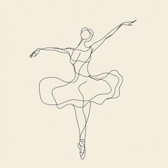 Ballerina Line Art Illustration  Elegant Minimalist Dance Design