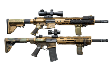 FN SCAR rifles  on transparent background, png	