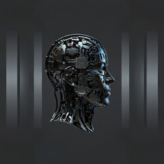 AI Robot Looks At Camera, Technology And Automation Concept