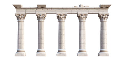 Four classical columns with intricate designs in architectural style