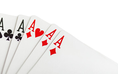 Four aces playing cards  on transparent background, png	
