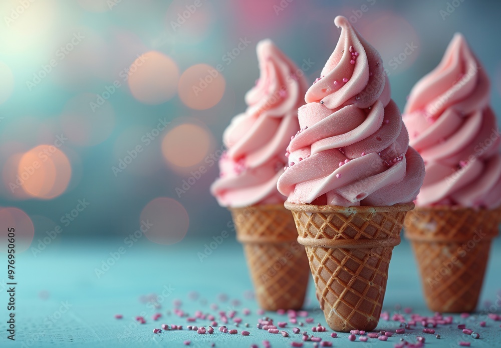 Wall mural Pink Ice Cream Cones