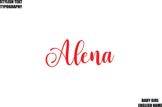 Baby Girl Name Stylish Cursive Text Typography Alena