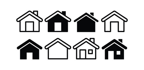 home house icon symbol sign vector design black white color simple flat outline modern style illustration set