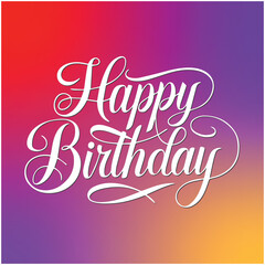 Calligraphy happy birthday ornate lettering template vector illustration