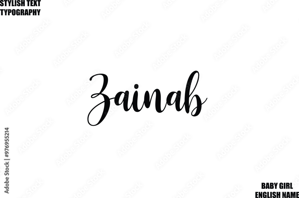 Poster female name - in stylish cursive typography text zainab