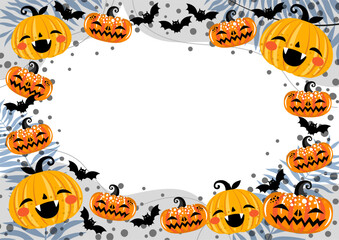 Background Pumpkin freehand Leaf background. Pumpkin style with space for text - design for  background social media, postcards, poster, business card, flyer, brochure other.