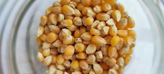 Corn in a glass container