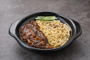 Jajangmyeon, black bean sauce noodles, Korean Food
