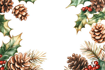 Fototapeta premium Design a watercolor birds-eye view of a festive Christmas table setting