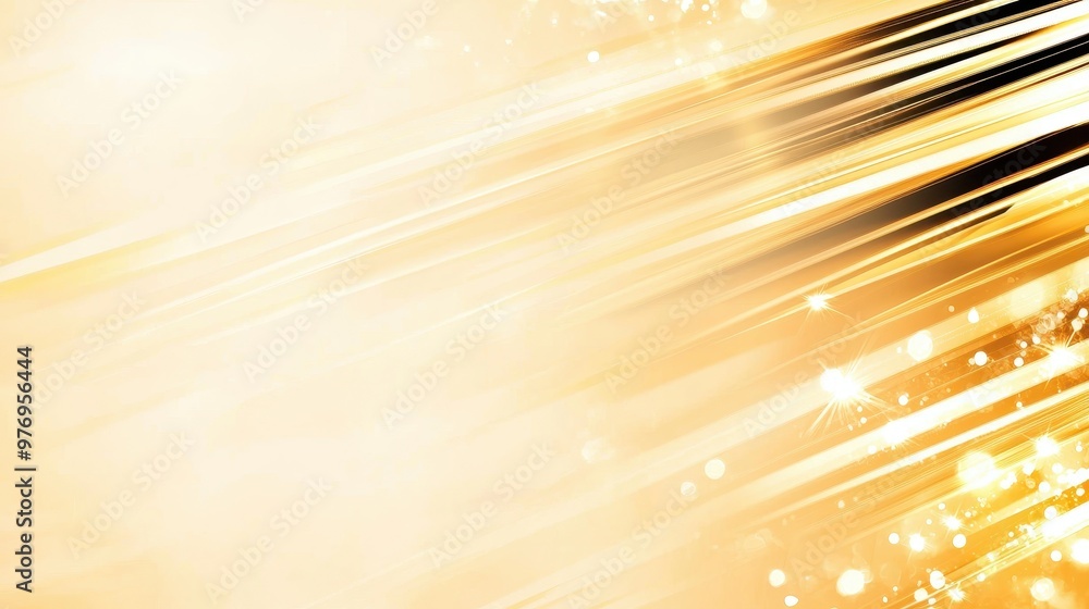 Poster abstract golden background with diagonal lines and glowing lights