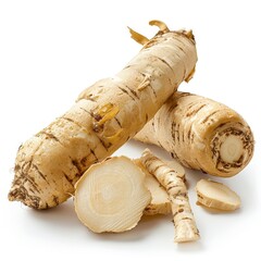 Fresh Horseradish on Rustic Background