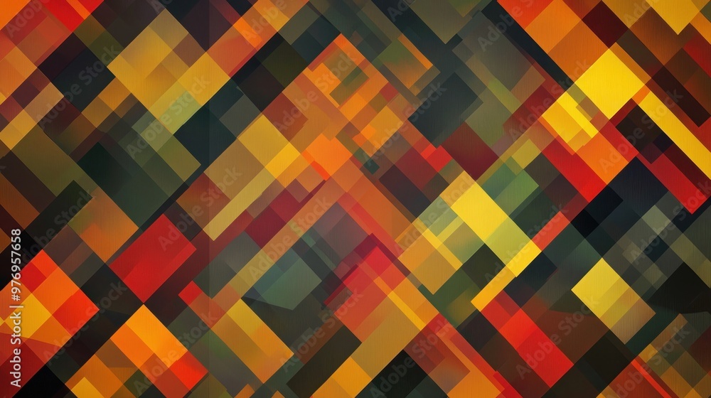 Poster a colorful abstract pattern of squares and triangles