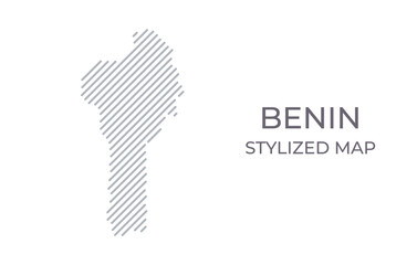 Stylized linear map of Benin in minimalistic style. Vector illustration of the map of the country.