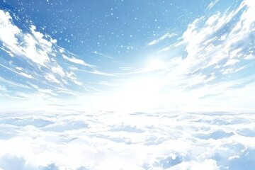 Fototapeta premium The White Cloud and Blue Sky Letter Mail Color Paper Texture Background Print. Fantastic Cartoon Style Character, Background, Wallpaper, Story, Card Design.