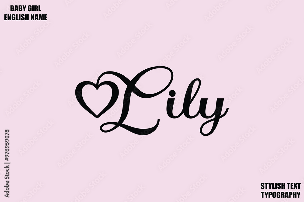 Poster lily female name - in stylish cursive typography text