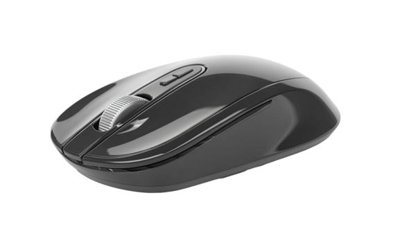 Ergonomic wireless computer mouse on transparent background, png	