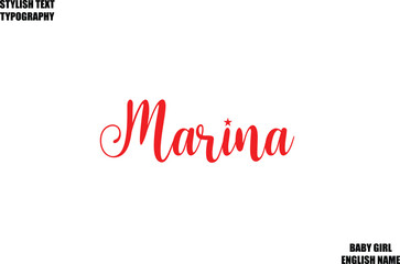 Baby Girl Name Stylish Cursive Text Typography Marina