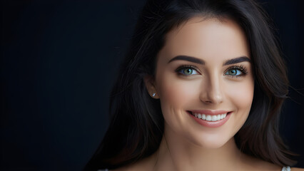 Obraz premium Portrait of beautiful young woman with professional make-up and hairstyle