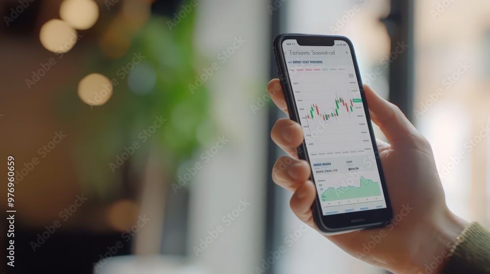 Poster an interactive stock chart on a mobile device, allowing users to track investments on the go.