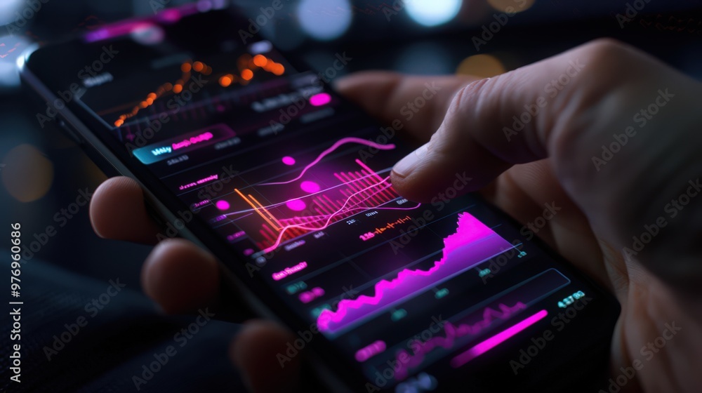 Poster an interactive stock chart on a mobile device, allowing users to track investments on the go.