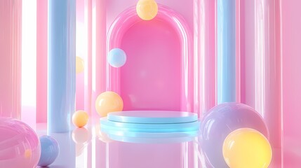 Candy tone dreamy style indoor scene, e-commerce showcase
