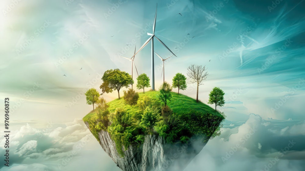 Poster an overview of carbon offset programs, showing how investing in renewable energy projects can balanc