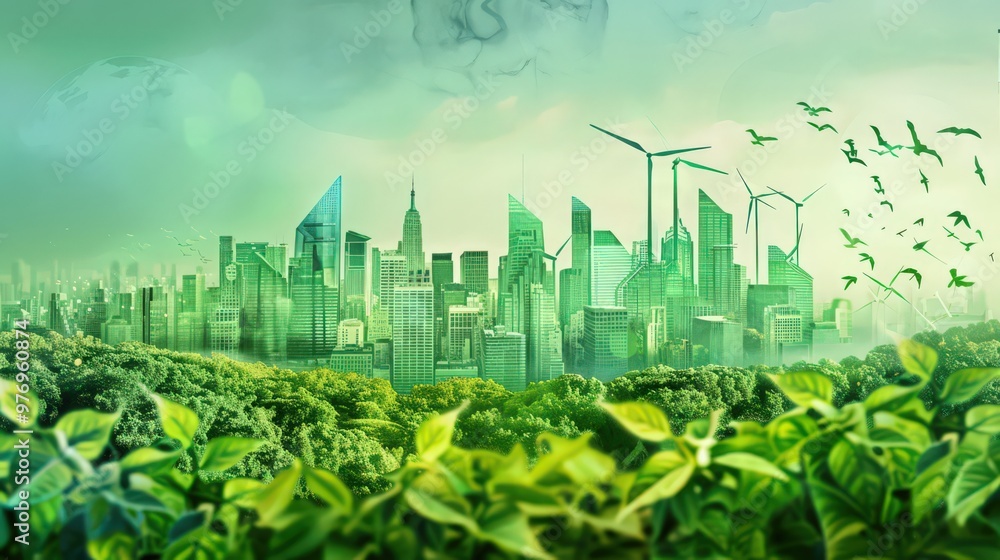 Poster an overview of carbon offset programs, showing how investing in renewable energy projects can balanc