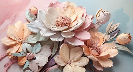 Fototapeta premium Pastel Floral Arrangement with Peony-like Flowers