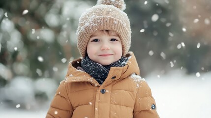 Smiling Boy in Winter Wonderland