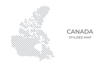Stylized linear map of Canada in minimalistic style. Vector illustration of the map of the country.