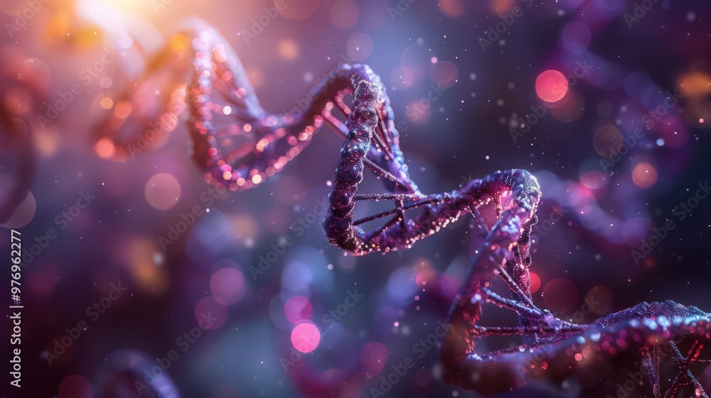 Poster artistic representation of dna mutations, showing how changes in base pairs can affect the double he