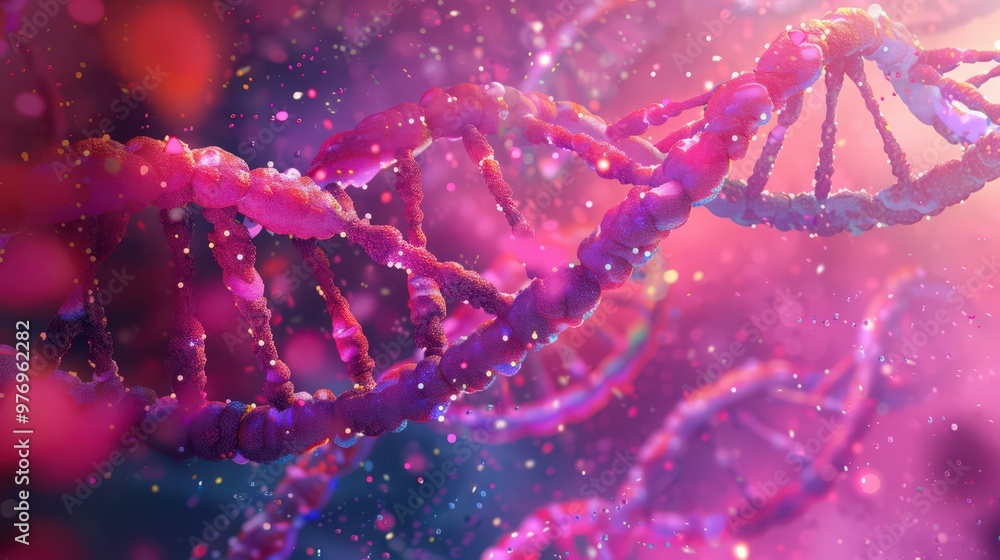 Poster artistic representation of dna mutations, showing how changes in base pairs can affect the double he