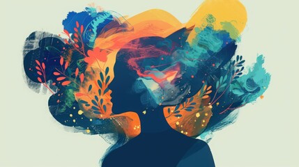 Artistic representation of emotion regulation strategies, such as mindfulness, deep breathing, and cognitive restructuring, used to manage stress and anxiety.