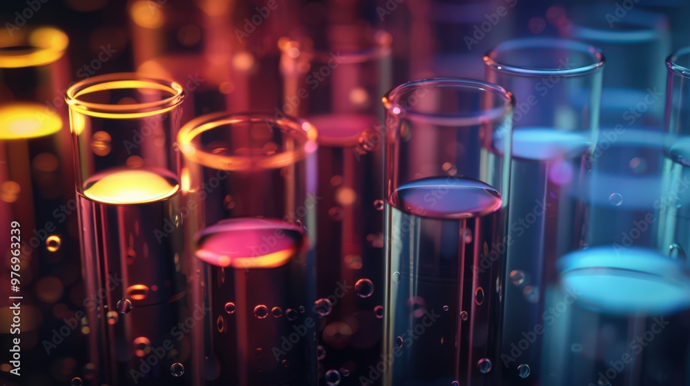 Poster artistic representation of test tubes used in a reaction rate study, showing how different factors l