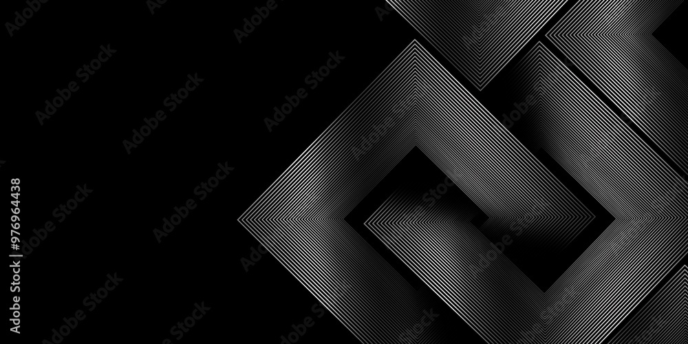 Wall mural abstract black and silver modern background with dynamic geometric square shapes