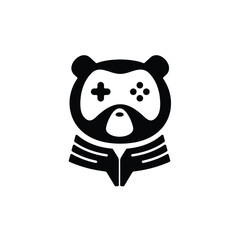 Bear Game logo design, bear with joystick for game logo design