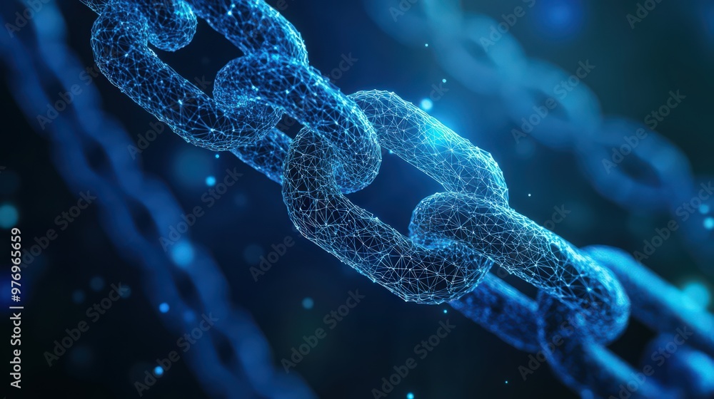 Poster blockchain technology and data encryption, combined with ai, empower a businessman to manage and sec