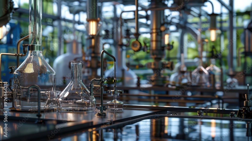 Aufkleber blueprint of a chemical reaction in a controlled environment, featuring parameters like temperature,