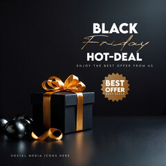 Black friday november event sale discount offer promotion shopping advertisement advertising gift card gift box special discount price flier paper shop business gold present black friday background