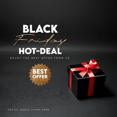 Fototapeta premium Black friday november event sale discount offer promotion shopping advertisement advertising gift card gift box special discount price flier paper shop business gold present black friday background