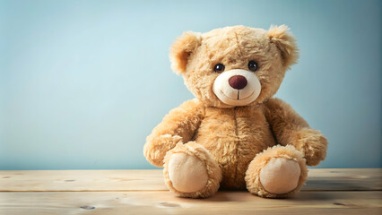 Obraz premium Soft and adorable teddy bear plush toy, soft, cuddly, cute, stuffed animal, plaything, children, comfort, fluffy, brown, toy