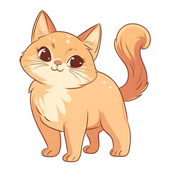 Obraz premium Playful Chibi Style Persian Cat with Wagging Tail in Pastel Colors on Isolated Background