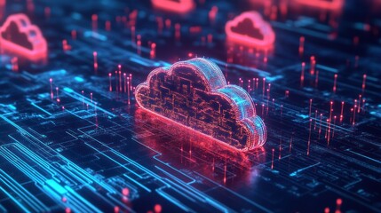 Fototapeta premium Digital Cloud Computing Illustration