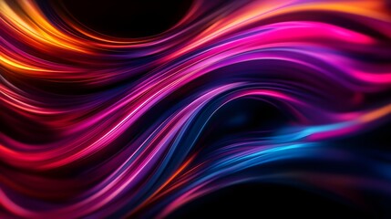 Glowing neon swirls, futuristic geometry, digital painting, ultra-bright colors, cyber aesthetics