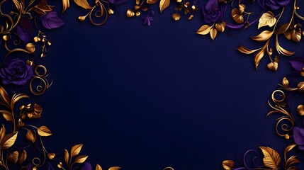 Delicate curls and swirls with bronze metallic accents, deep royal purple background, seamless pattern, Victorian-inspired, high detail, digital rendering.