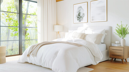 Modern bedroom interior design with natural light and minimalist decor