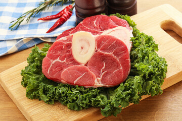 Raw ossobuco beef meat for cooking