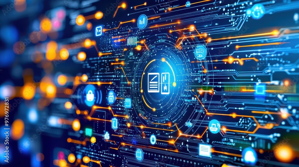 Poster digital technology network abstract background