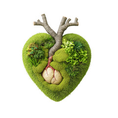 Fototapeta premium Heart shaped design with greenery and tree branches symbolizing nature and health